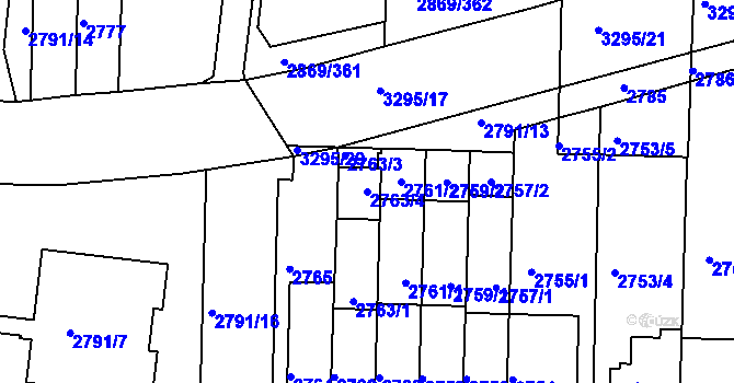 Parcela st. 2763/4 v KÚ Krč, Katastrální mapa