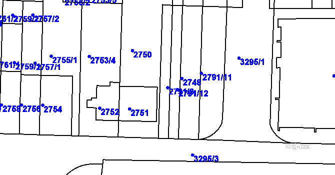 Parcela st. 2791/8 v KÚ Krč, Katastrální mapa