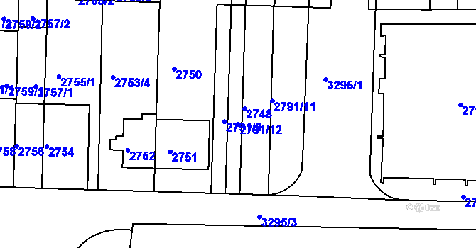 Parcela st. 2791/12 v KÚ Krč, Katastrální mapa