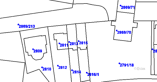 Parcela st. 2815 v KÚ Krč, Katastrální mapa