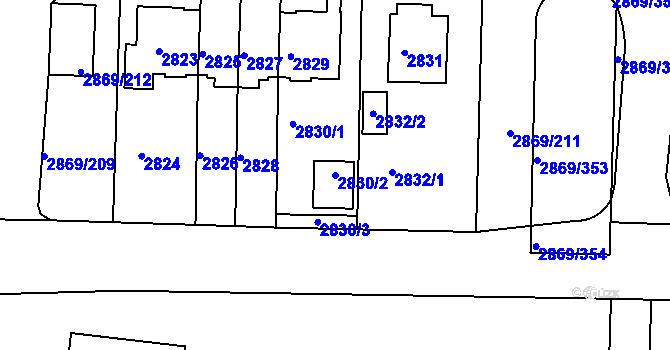Parcela st. 2830/2 v KÚ Krč, Katastrální mapa
