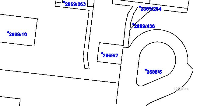 Parcela st. 2869/2 v KÚ Krč, Katastrální mapa