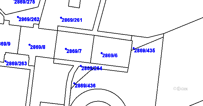 Parcela st. 2869/6 v KÚ Krč, Katastrální mapa