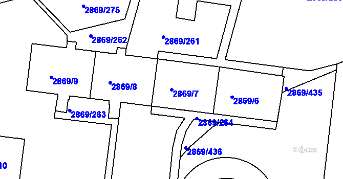 Parcela st. 2869/7 v KÚ Krč, Katastrální mapa