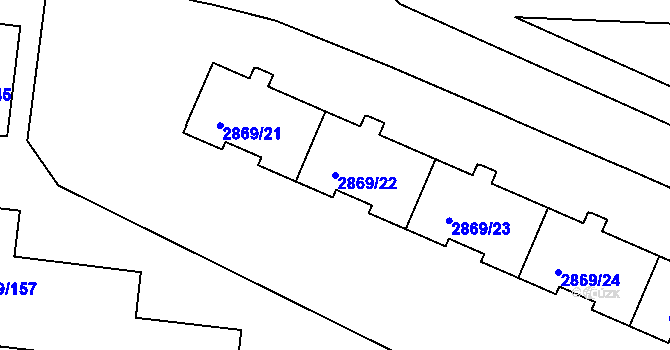 Parcela st. 2869/22 v KÚ Krč, Katastrální mapa