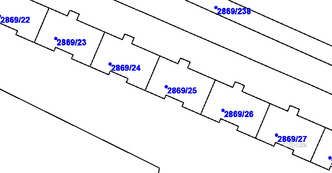 Parcela st. 2869/25 v KÚ Krč, Katastrální mapa