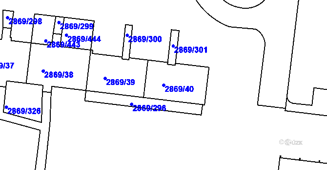 Parcela st. 2869/40 v KÚ Krč, Katastrální mapa
