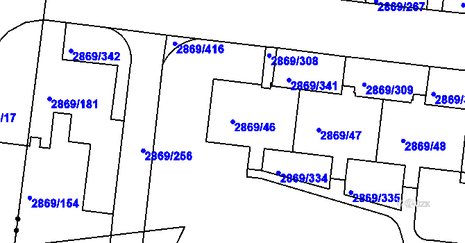 Parcela st. 2869/46 v KÚ Krč, Katastrální mapa