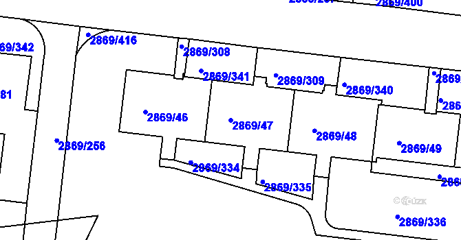 Parcela st. 2869/47 v KÚ Krč, Katastrální mapa