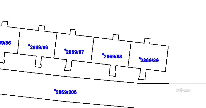 Parcela st. 2869/88 v KÚ Krč, Katastrální mapa