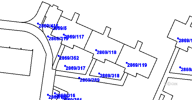 Parcela st. 2869/118 v KÚ Krč, Katastrální mapa