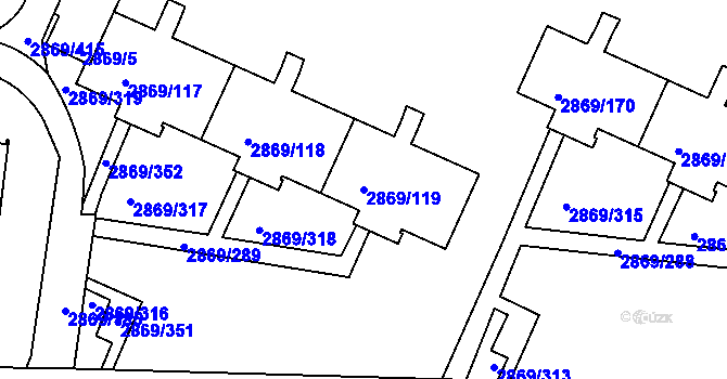 Parcela st. 2869/119 v KÚ Krč, Katastrální mapa