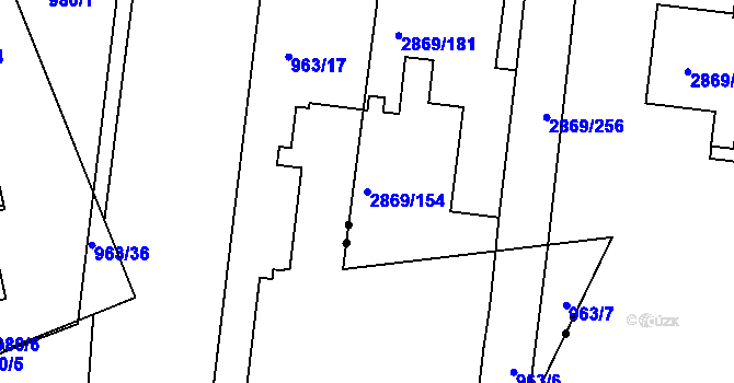 Parcela st. 2869/154 v KÚ Krč, Katastrální mapa
