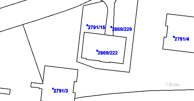 Parcela st. 2869/222 v KÚ Krč, Katastrální mapa