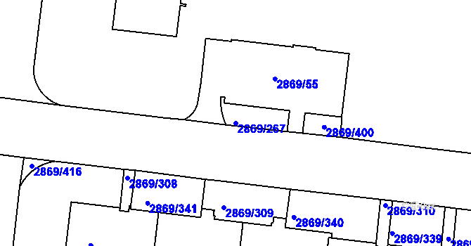Parcela st. 2869/267 v KÚ Krč, Katastrální mapa