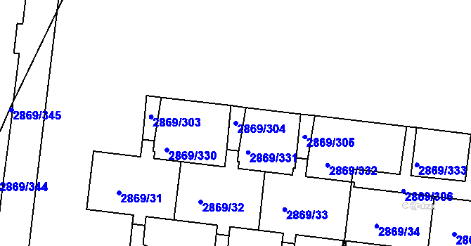 Parcela st. 2869/304 v KÚ Krč, Katastrální mapa