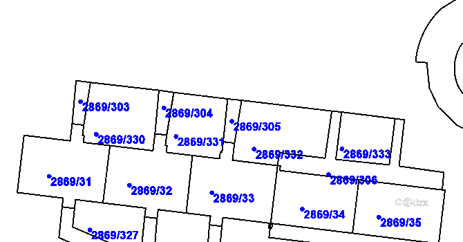 Parcela st. 2869/305 v KÚ Krč, Katastrální mapa