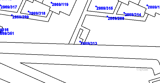 Parcela st. 2869/313 v KÚ Krč, Katastrální mapa