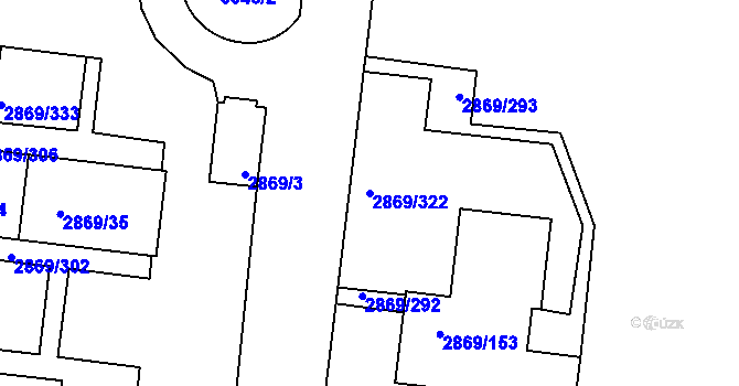Parcela st. 2869/322 v KÚ Krč, Katastrální mapa