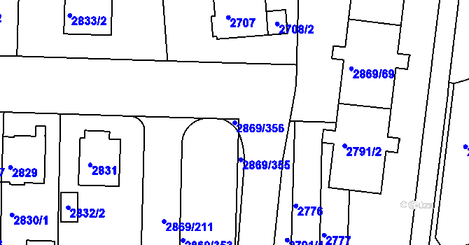 Parcela st. 2869/356 v KÚ Krč, Katastrální mapa