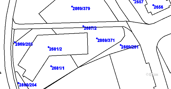 Parcela st. 2869/371 v KÚ Krč, Katastrální mapa