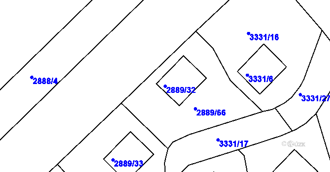 Parcela st. 2889/32 v KÚ Krč, Katastrální mapa