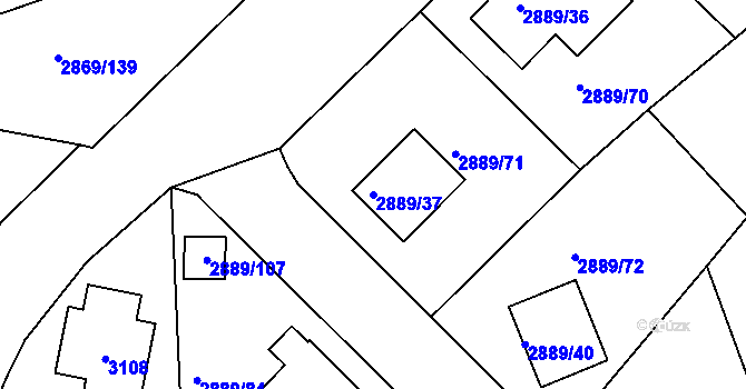 Parcela st. 2889/37 v KÚ Krč, Katastrální mapa