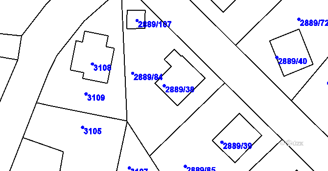 Parcela st. 2889/38 v KÚ Krč, Katastrální mapa