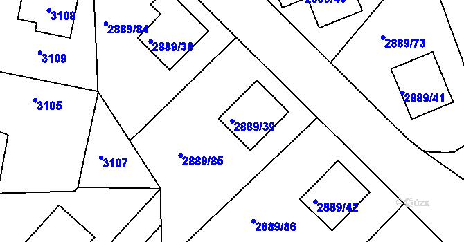 Parcela st. 2889/39 v KÚ Krč, Katastrální mapa