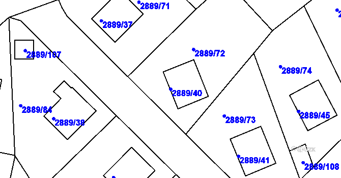 Parcela st. 2889/40 v KÚ Krč, Katastrální mapa