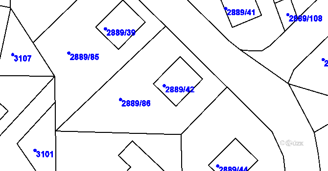 Parcela st. 2889/42 v KÚ Krč, Katastrální mapa