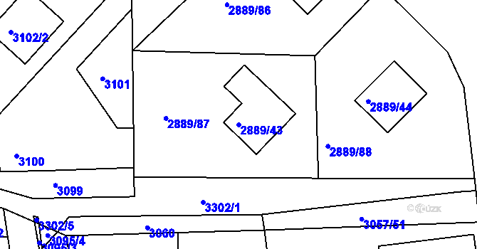 Parcela st. 2889/43 v KÚ Krč, Katastrální mapa