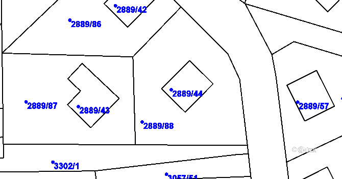 Parcela st. 2889/44 v KÚ Krč, Katastrální mapa