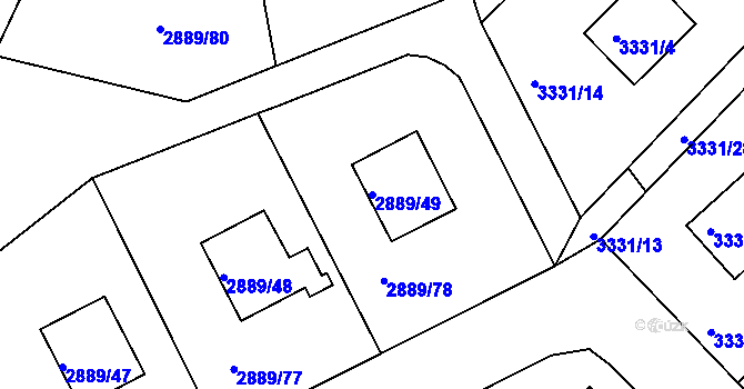Parcela st. 2889/49 v KÚ Krč, Katastrální mapa