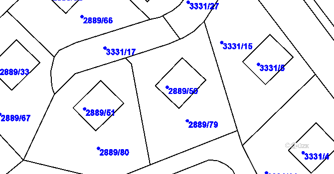 Parcela st. 2889/50 v KÚ Krč, Katastrální mapa