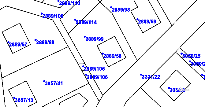 Parcela st. 2889/58 v KÚ Krč, Katastrální mapa