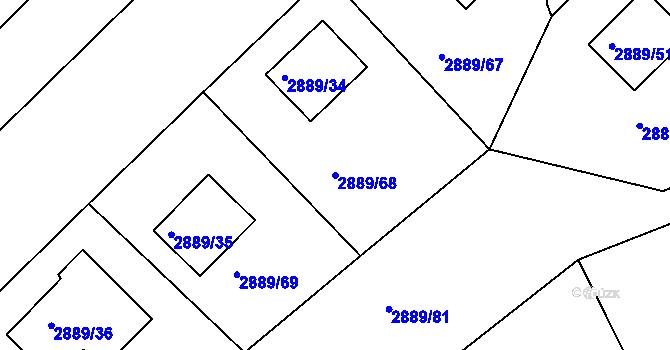 Parcela st. 2889/68 v KÚ Krč, Katastrální mapa