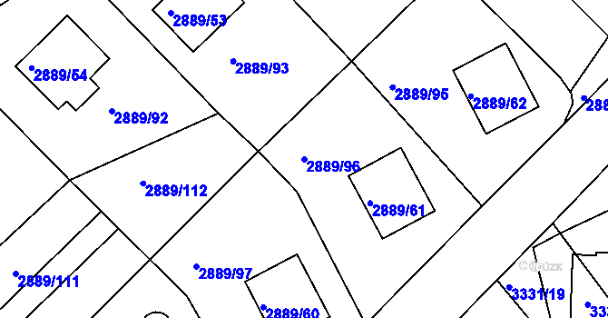 Parcela st. 2889/96 v KÚ Krč, Katastrální mapa