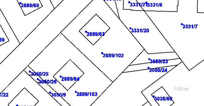 Parcela st. 2889/102 v KÚ Krč, Katastrální mapa