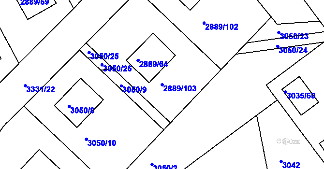 Parcela st. 2889/103 v KÚ Krč, Katastrální mapa