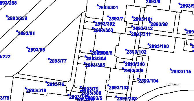 Parcela st. 2893/6 v KÚ Krč, Katastrální mapa
