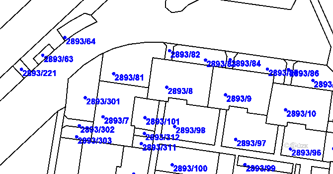Parcela st. 2893/8 v KÚ Krč, Katastrální mapa