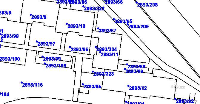 Parcela st. 2893/11 v KÚ Krč, Katastrální mapa