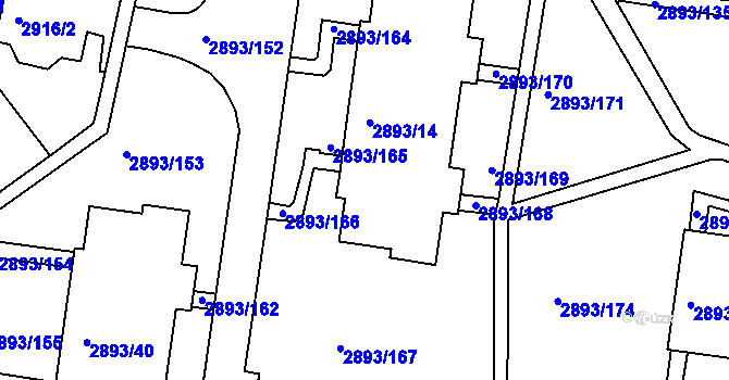 Parcela st. 2893/15 v KÚ Krč, Katastrální mapa
