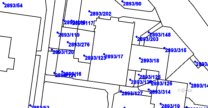 Parcela st. 2893/17 v KÚ Krč, Katastrální mapa