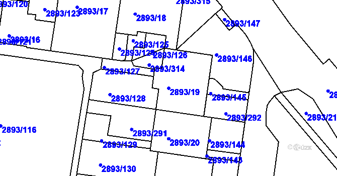 Parcela st. 2893/19 v KÚ Krč, Katastrální mapa