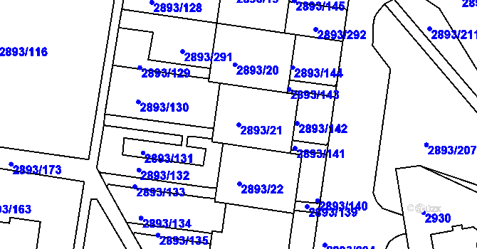 Parcela st. 2893/21 v KÚ Krč, Katastrální mapa