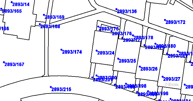 Parcela st. 2893/24 v KÚ Krč, Katastrální mapa