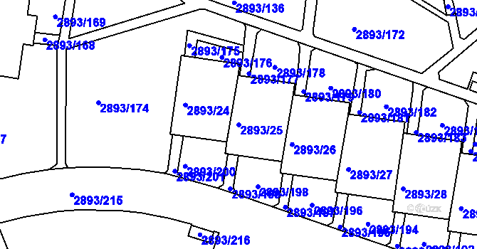 Parcela st. 2893/25 v KÚ Krč, Katastrální mapa
