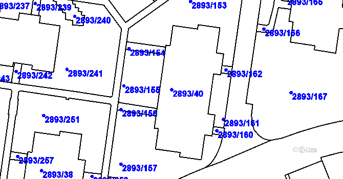 Parcela st. 2893/40 v KÚ Krč, Katastrální mapa